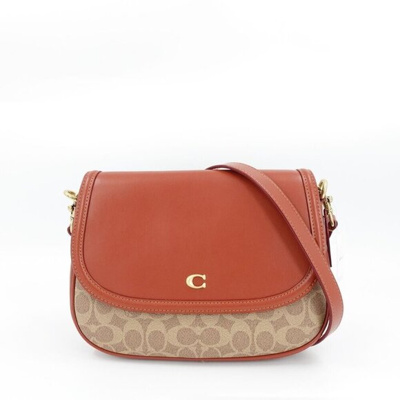 Coach Legacy Signature Shoulder Bag Red Brown OS - Picture 2 of 13